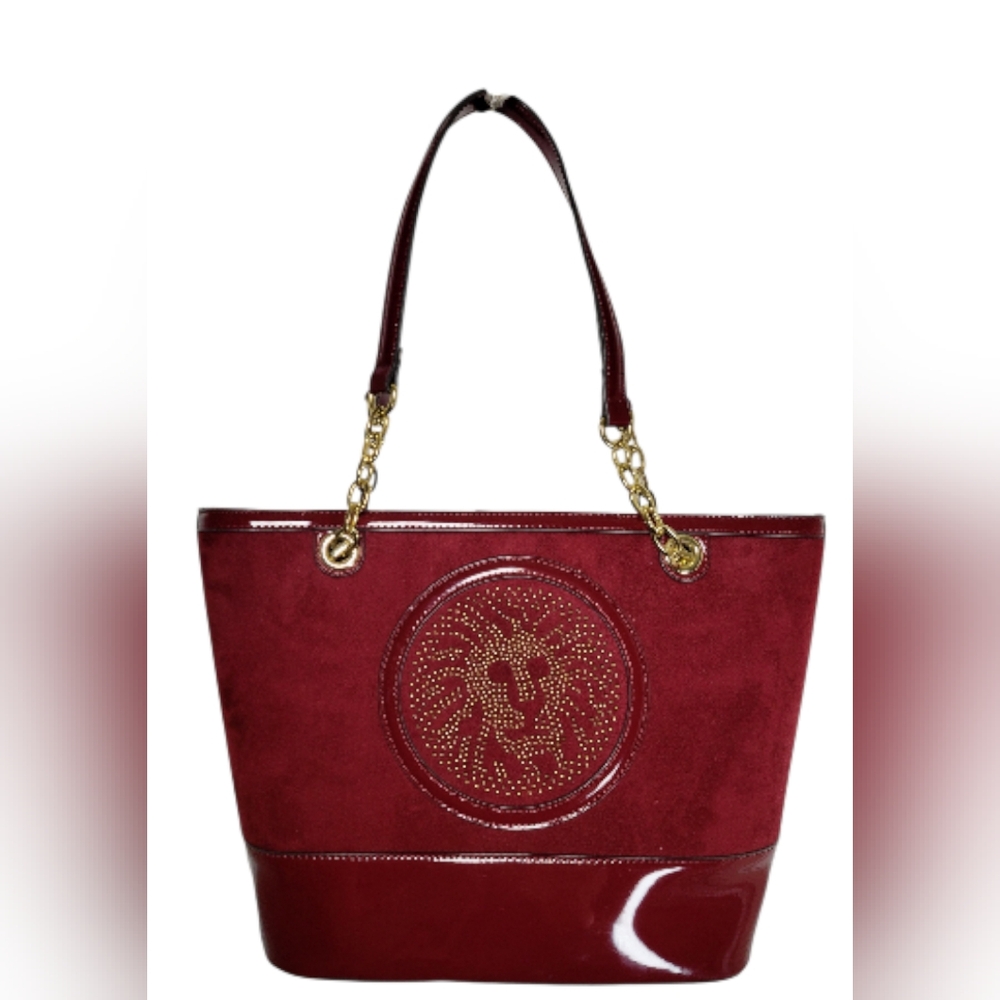 Anne Klein Special Logo Cranberry Faux Suede Shoulder Bag